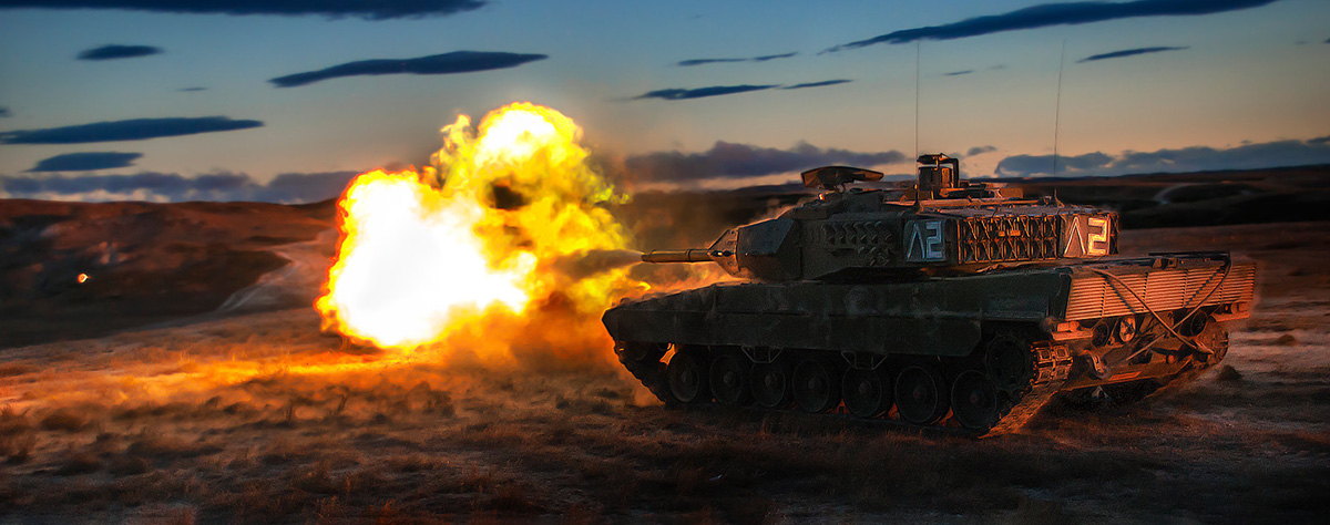 Leopardo 2E abriendo fuego (Ejército de Tierra)